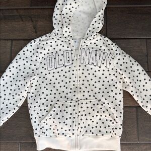 2000s Y2K Old Navy Cream Polka Dot Zip Hoodie
